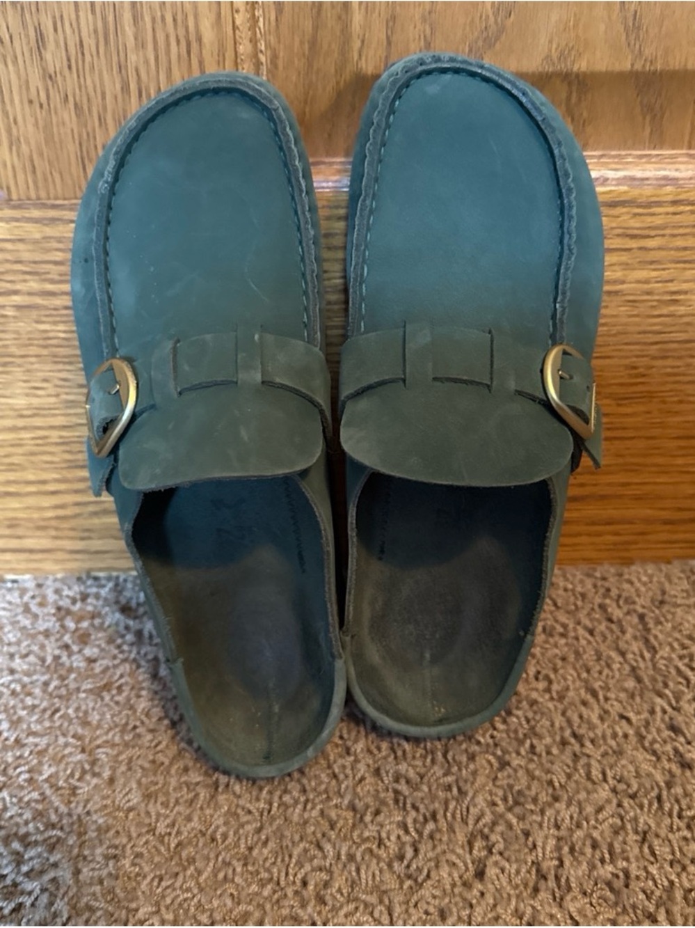 Birkenstock Green Suede Slip-On Mules with Buckle